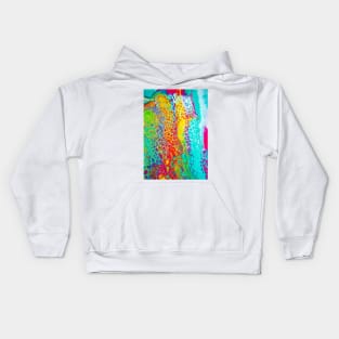 "Cellular Rainbow" - Acrylic Paint Pour Kids Hoodie